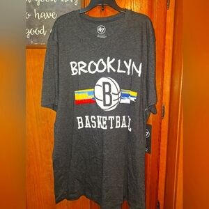 47 Brand Brooklyn Nets Basketball Tee - Charcoal and Multicolor In A  XXL. NWOT